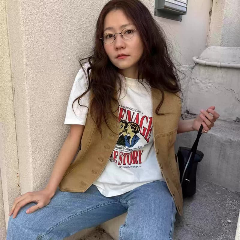 경관 그림 21 순면 210 그램 이후 패키지 칼라 여름 드레스 한 부서 반팔 티셔츠 여성 한국 스타일 루즈핏 빅 사이즈 프린트 이미지 5