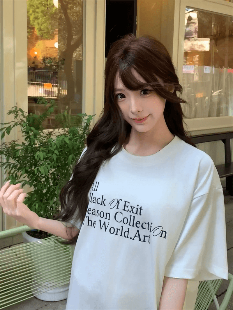 경관 그림 21 순면 210 그램 이후 패키지 칼라 여름 드레스 한 부서 반팔 티셔츠 여성 한국 스타일 루즈핏 빅 사이즈 프린트 이미지 2