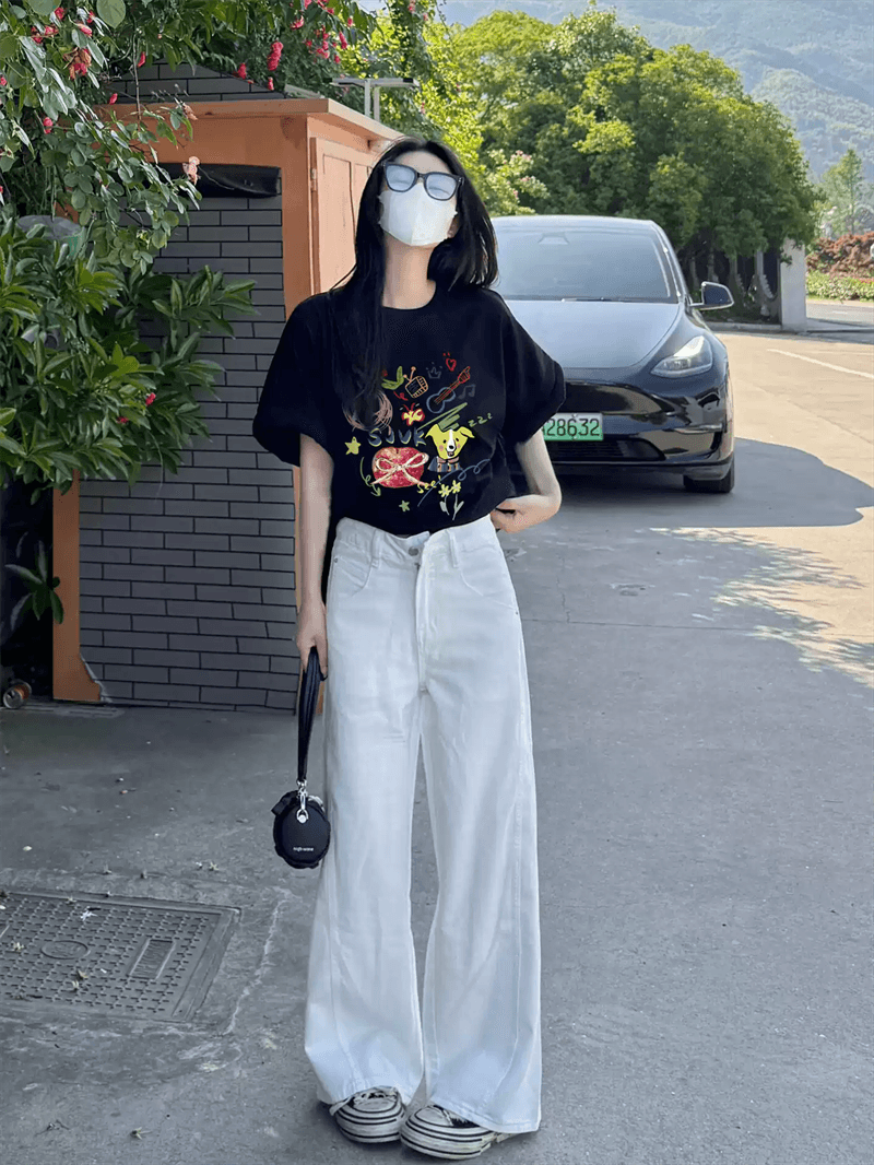 경관 그림 21 순면 210 그램 이후 패키지 칼라 여름 드레스 한 부서 반팔 티셔츠 여성 한국 스타일 루즈핏 빅 사이즈 프린트 이미지 4
