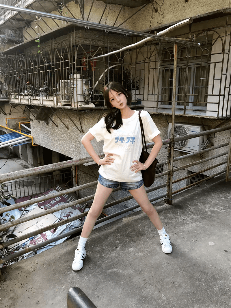 한 부서 순면 기본 셔츠 여름 새로운 느긋한 루즈핏 알파벳 프린트 라운드 넥 반팔 빅 사이즈 여성 의류 티셔츠 이미지 4