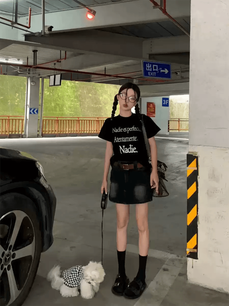 경관 그림 21 순면 210 그램 이후 패키지 칼라 여름 드레스 한 부서 반팔 티셔츠 여성 한국 스타일 루즈핏 빅 사이즈 프린트 이미지 3