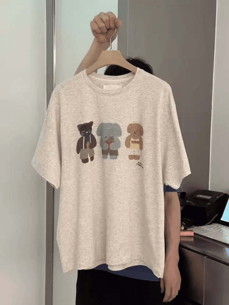경관 그림 21 순면 210 그램 이후 패키지 칼라 여름 드레스 한 부서 반팔 티셔츠 여성 한국 스타일 루즈핏 빅 사이즈 프린트 상세 이미지 2