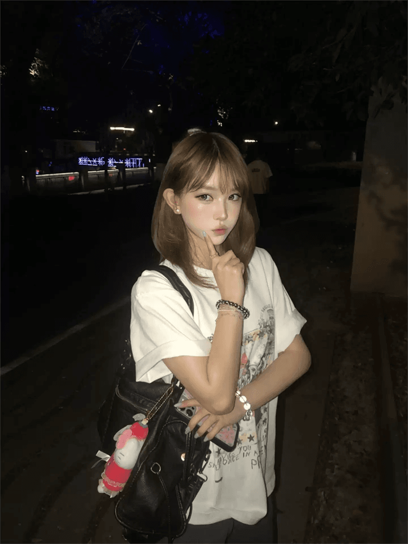 경관 그림 21 순면 210 그램 이후 패키지 칼라 여름 드레스 한 부서 반팔 티셔츠 여성 한국 스타일 루즈핏 빅 사이즈 프린트 이미지 2
