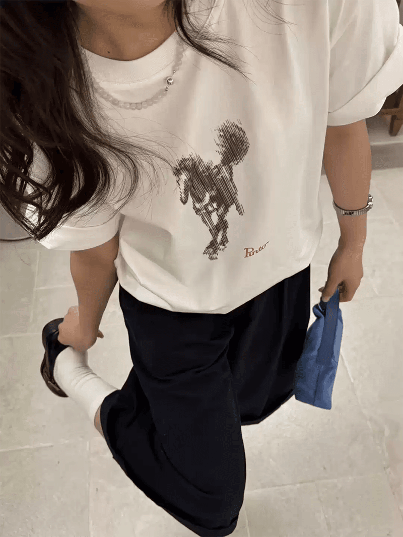 경관 그림 21 순면 210 그램 이후 패키지 칼라 여름 드레스 한 부서 반팔 티셔츠 여성 한국 스타일 루즈핏 빅 사이즈 프린트 상세 이미지 3