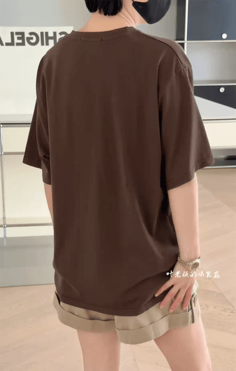 경관 그림 21 순면 210 그램 이후 패키지 칼라 여름 드레스 한 부서 반팔 티셔츠 여성 한국 스타일 루즈핏 빅 사이즈 프린트 상세 이미지 5