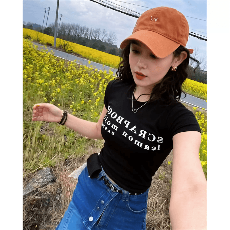 2026 한국 대외 무역 새로운 92 면 8 암모니아 Lun 긍정적 인 어깨 반팔 티셔츠 여성 프린트 상세 이미지 3