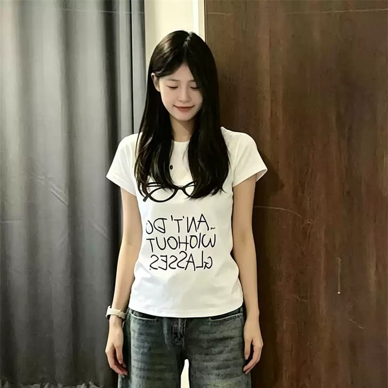 경관 그림 정가 40 순면 220 그램 92 면 8 암모니아 Lun 긍정적 인 어깨 반팔 티셔츠 여성 프린트 이미지 5