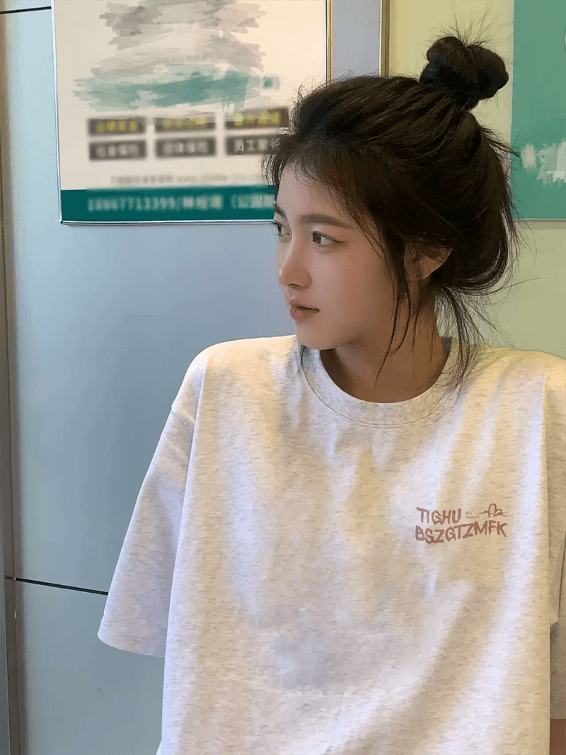 경관 그림 21 순면 210 그램 이후 패키지 칼라 여름 드레스 한 부서 반팔 티셔츠 여성 한국 스타일 루즈핏 빅 사이즈 프린트 상세 이미지 2