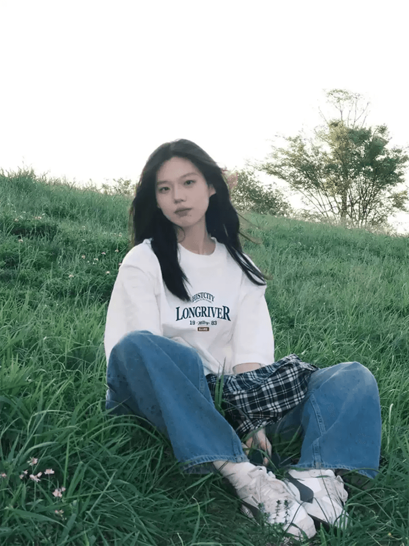 경관 그림 21 순면 210 그램 이후 패키지 칼라 여름 드레스 한 부서 반팔 티셔츠 여성 한국 스타일 루즈핏 빅 사이즈 프린트 상세 이미지 2