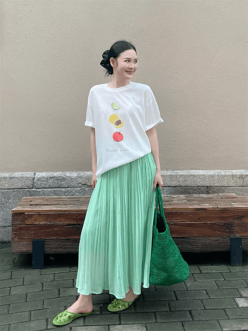 경관 그림 21 순면 210 그램 이후 패키지 칼라 여름 드레스 한 부서 반팔 티셔츠 여성 한국 스타일 루즈핏 빅 사이즈 프린트 이미지 3