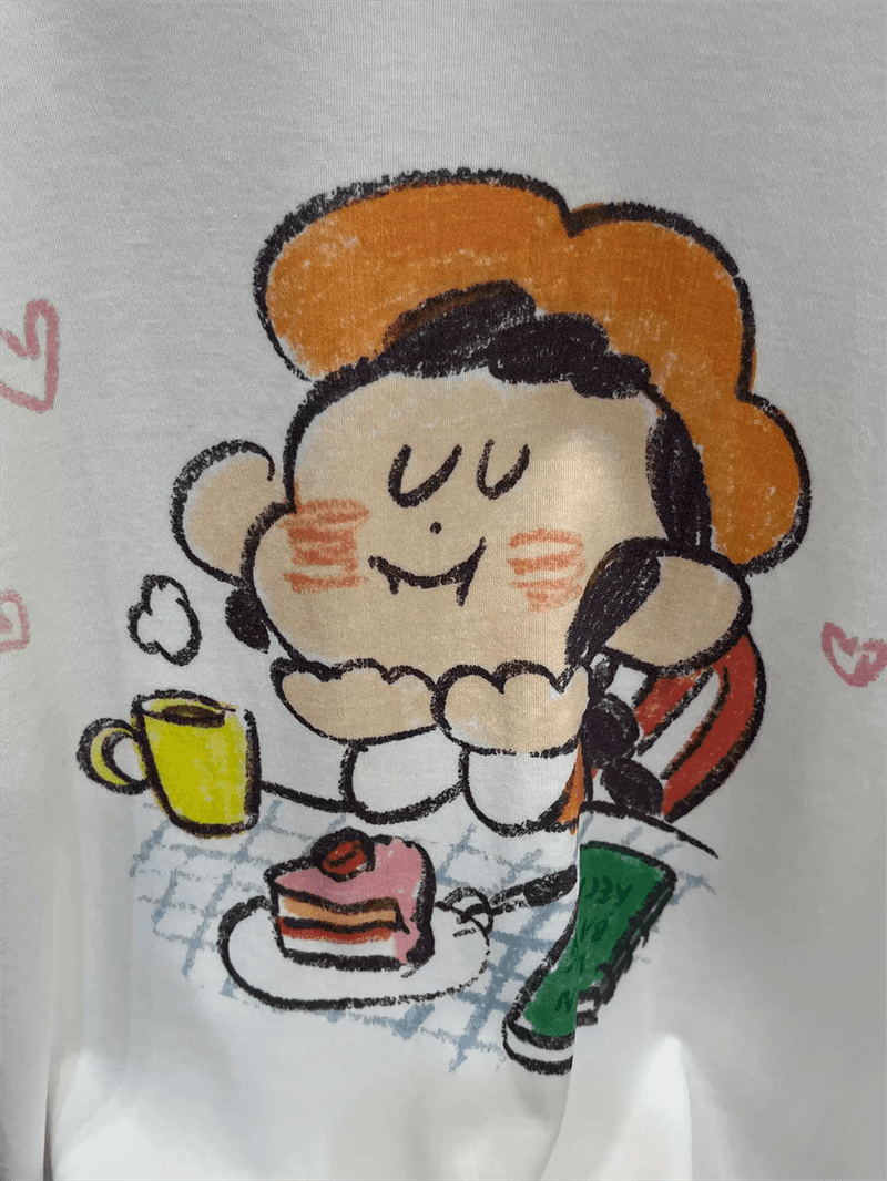 경관 그림 21 순면 210 그램 이후 패키지 칼라 여름 드레스 한 부서 반팔 티셔츠 여성 한국 스타일 루즈핏 빅 사이즈 프린트 상세 이미지 6
