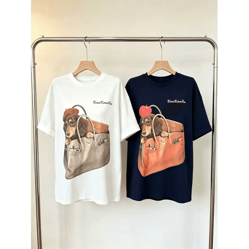 경관 그림 21 순면 210 그램 이후 패키지 칼라 여름 드레스 한 부서 반팔 티셔츠 여성 한국 스타일 루즈핏 빅 사이즈 프린트 이미지 2