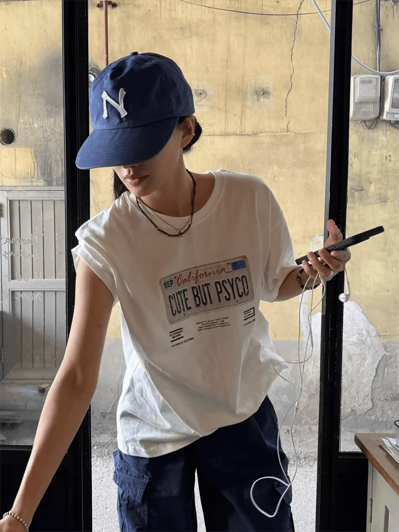 경관 그림 21 순면 210 그램 이후 패키지 칼라 여름 드레스 한 부서 반팔 티셔츠 여성 한국 스타일 루즈핏 빅 사이즈 프린트 이미지 4