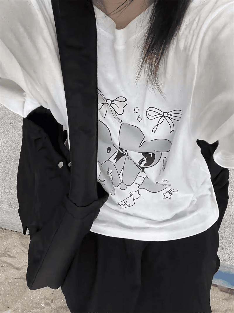 경관 그림 21 순면 210 그램 이후 패키지 칼라 여름 드레스 한 부서 반팔 티셔츠 여성 한국 스타일 루즈핏 빅 사이즈 프린트 이미지 2