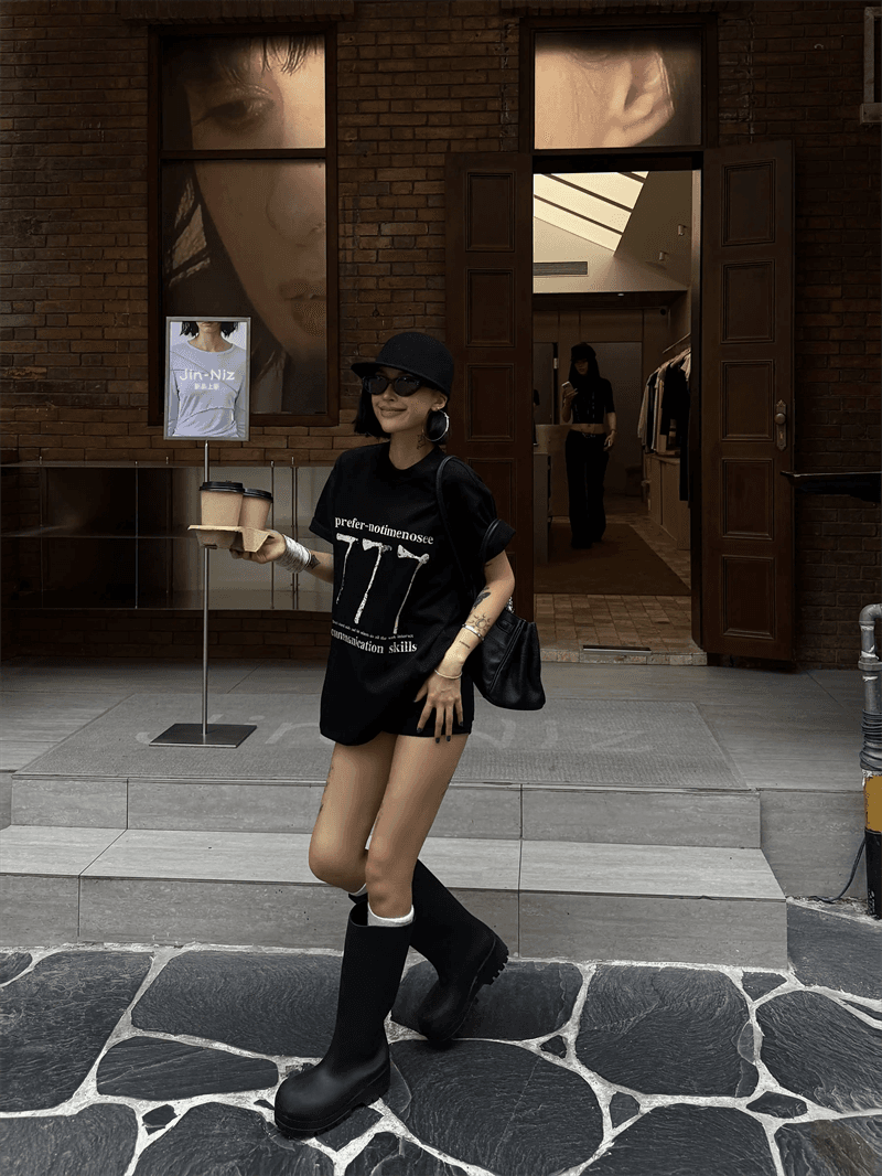 경관 그림 21 순면 210 그램 이후 패키지 칼라 여름 드레스 한 부서 반팔 티셔츠 여성 한국 스타일 루즈핏 빅 사이즈 프린트 이미지 3