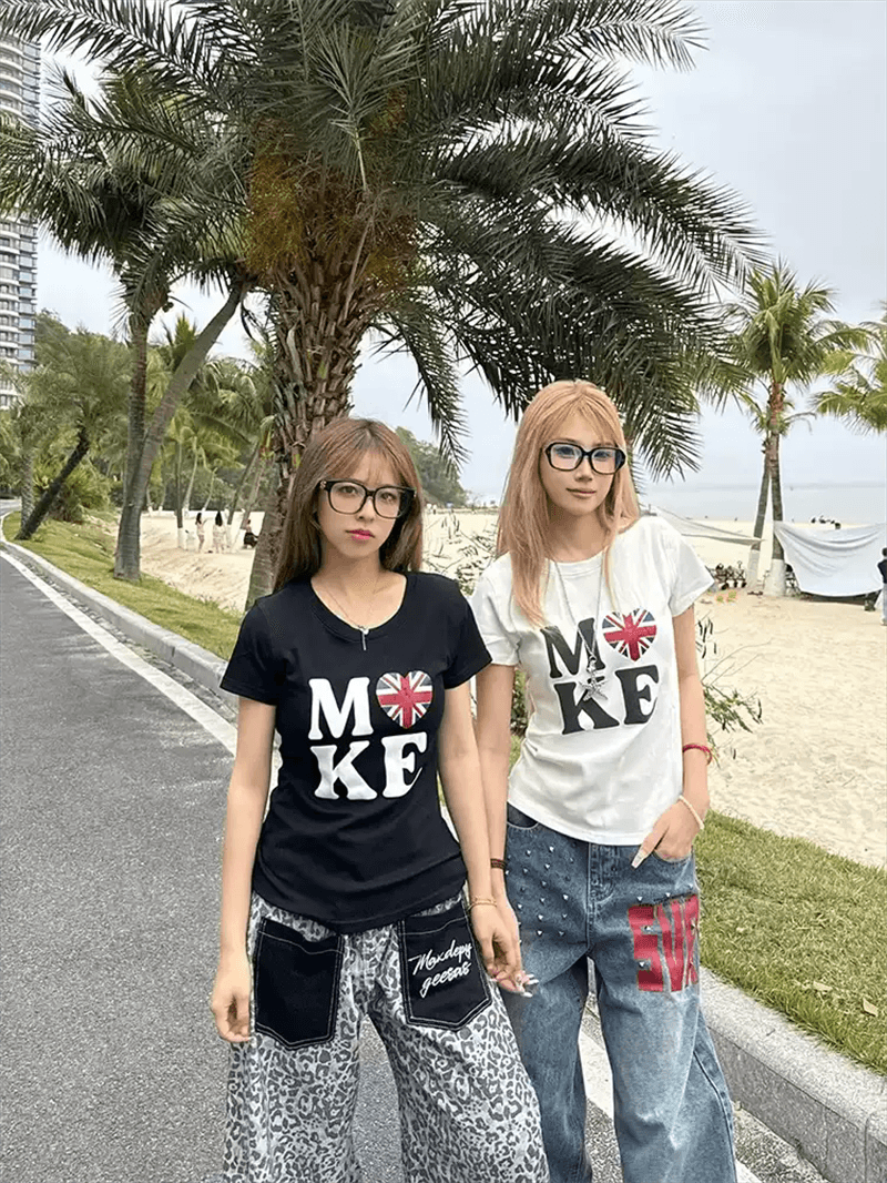 경관 그림 40 순면 220 그램 92 면 8 암모니아 Lun 긍정적 인 어깨 반팔 티셔츠 여성 프린트