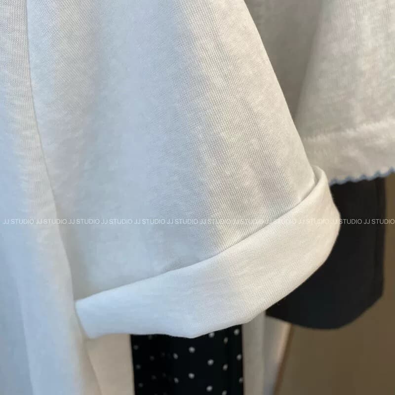 경관 그림 21 순면 210 그램 이후 패키지 칼라 여름 드레스 한 부서 반팔 티셔츠 여성 한국 스타일 루즈핏 빅 사이즈 프린트 이미지 2