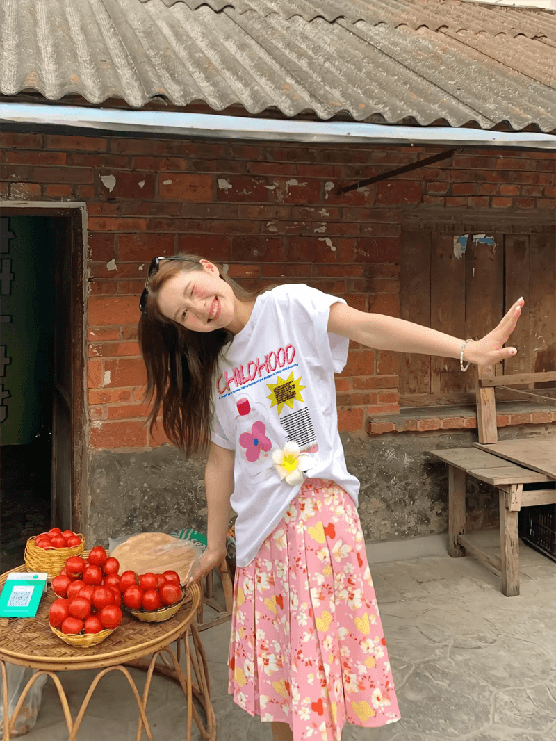 경관 그림 21 순면 210 그램 이후 패키지 칼라 여름 드레스 한 부서 반팔 티셔츠 여성 한국 스타일 루즈핏 빅 사이즈 프린트 상세 이미지 5