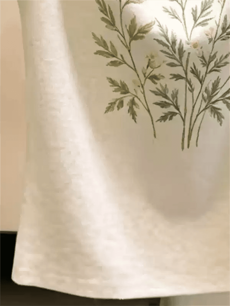 경관 그림 40 순면 220 그램 92 면 8 암모니아 Lun 긍정적 인 어깨 반팔 티셔츠 여성 프린트 상세 이미지 3