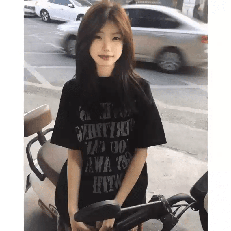 경관 그림 21 순면 210 그램 이후 패키지 칼라 여름 드레스 한 부서 반팔 티셔츠 여성 한국 스타일 루즈핏 빅 사이즈 프린트 상세 이미지 6