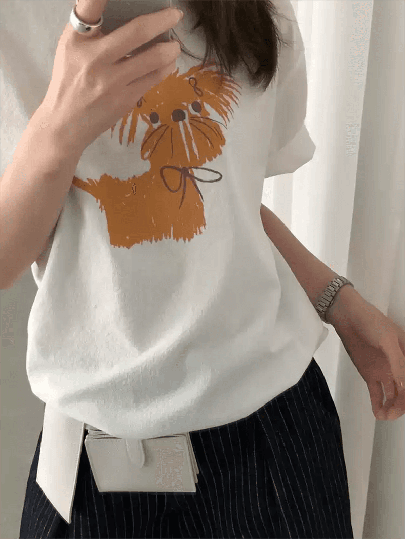 경관 그림 21 순면 210 그램 이후 패키지 칼라 여름 드레스 한 부서 반팔 티셔츠 여성 한국 스타일 루즈핏 빅 사이즈 프린트 이미지 4