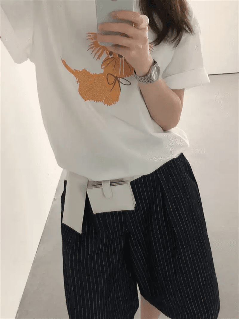 경관 그림 21 순면 210 그램 이후 패키지 칼라 여름 드레스 한 부서 반팔 티셔츠 여성 한국 스타일 루즈핏 빅 사이즈 프린트 상세 이미지 4