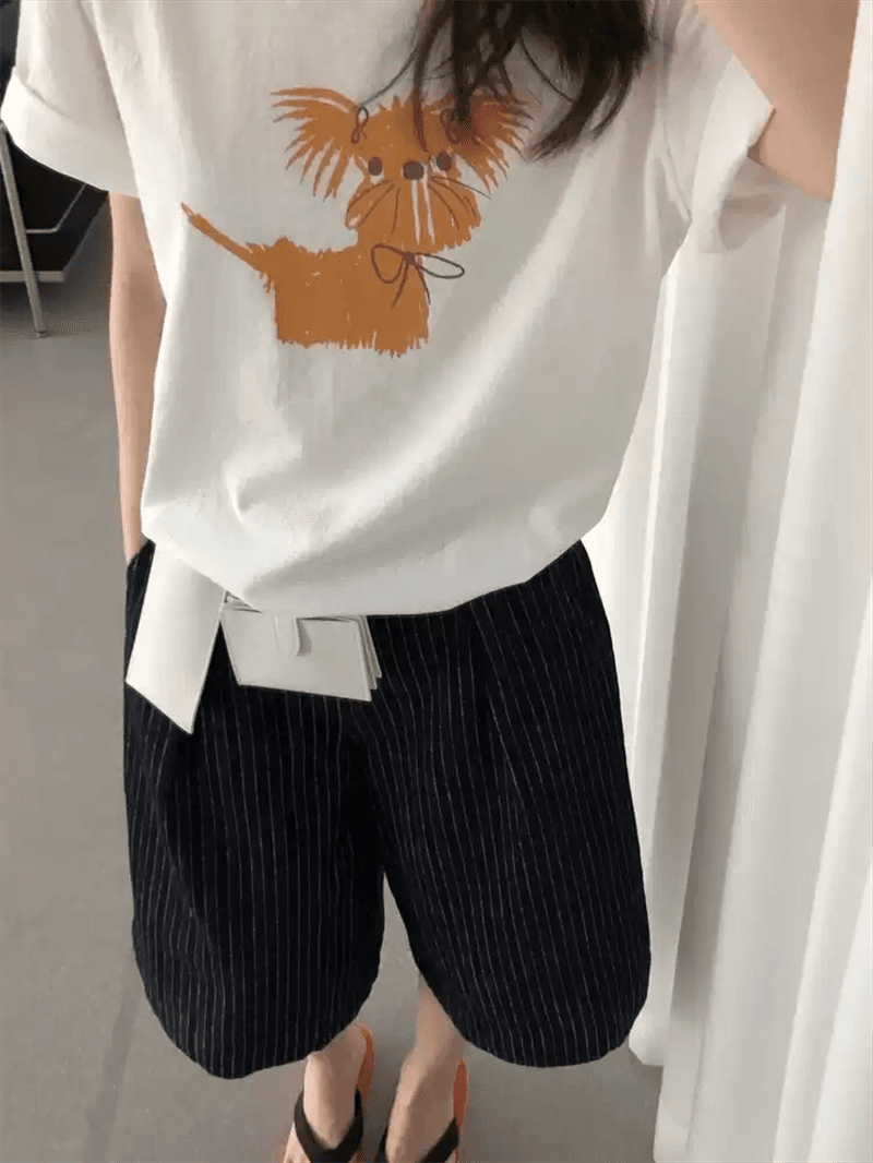 경관 그림 21 순면 210 그램 이후 패키지 칼라 여름 드레스 한 부서 반팔 티셔츠 여성 한국 스타일 루즈핏 빅 사이즈 프린트 상세 이미지 5