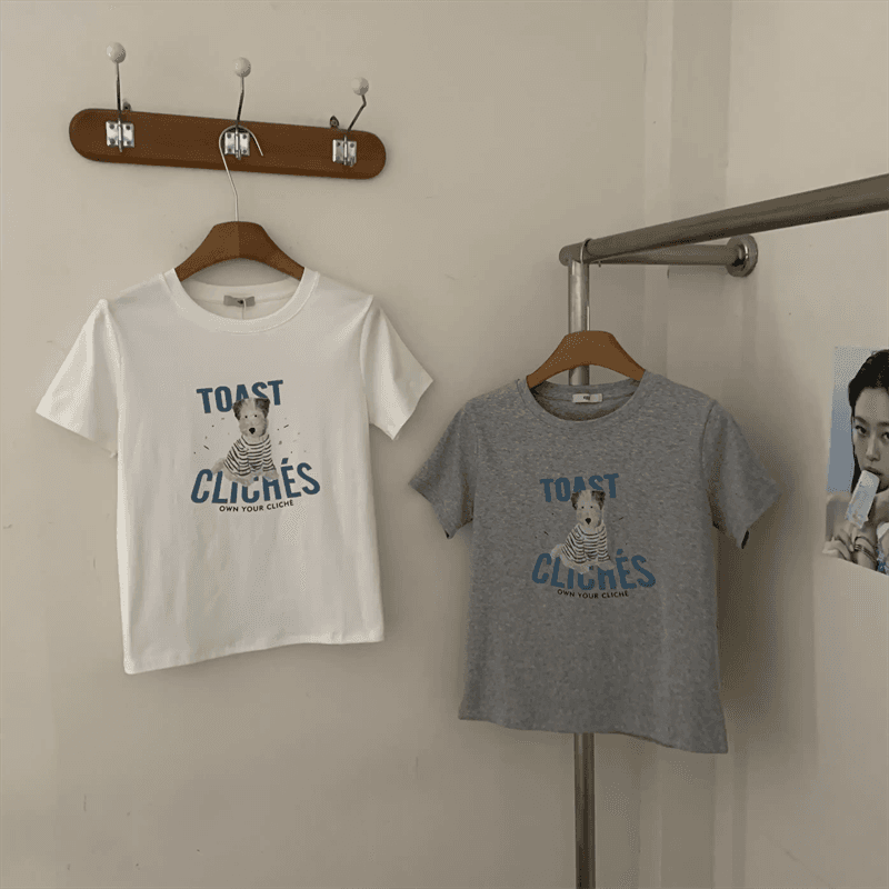 경관 그림 정가 40 순면 220 그램 92 면 8 암모니아 Lun 긍정적 인 어깨 반팔 티셔츠 여성 프린트 상세 이미지 2