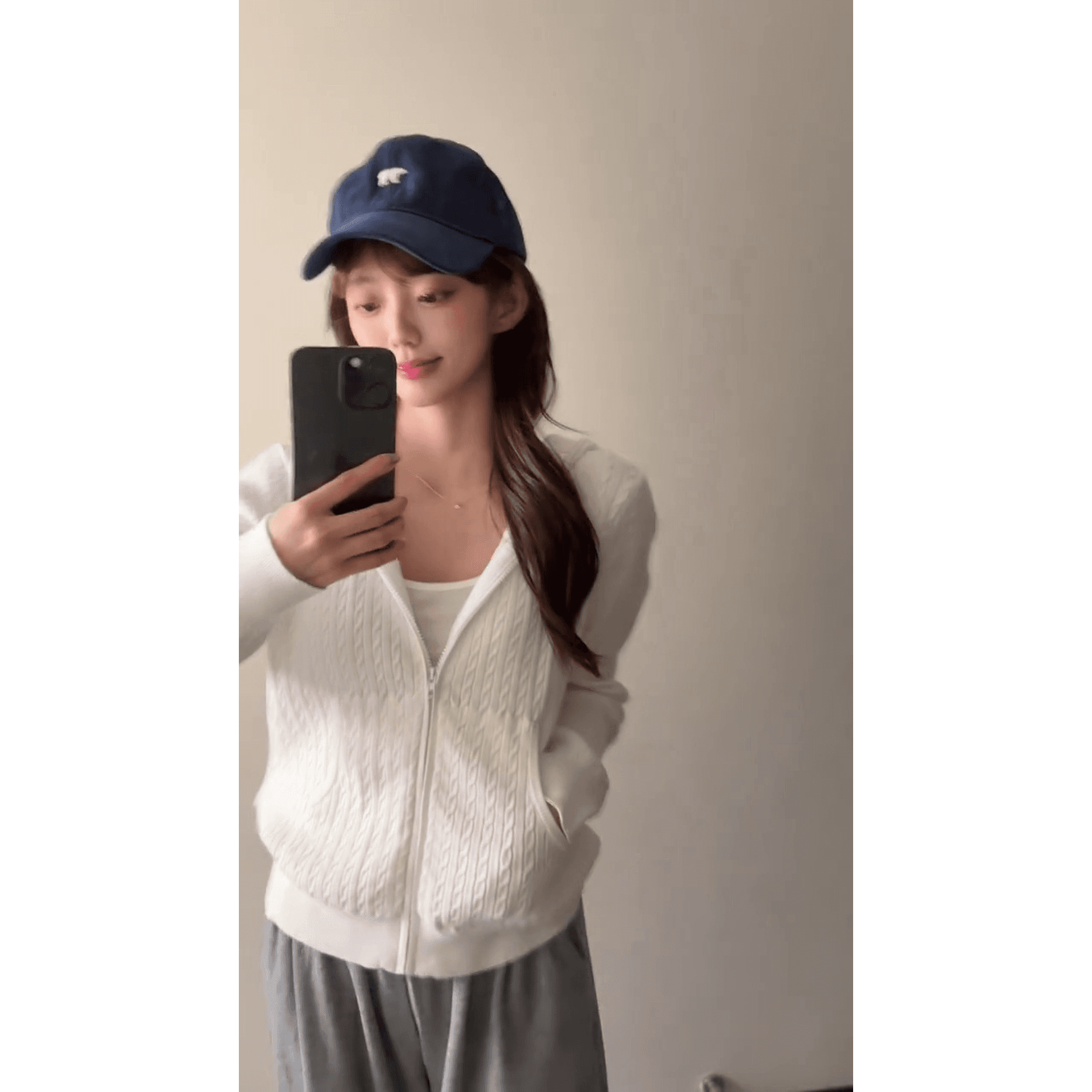 한 부서 새로운 느긋한 바람 화이트 마 무늬 후드 지퍼 니트 오픈 가디건 여성 긴 소매 스웨터 코트 분위기 센스 이미지 5