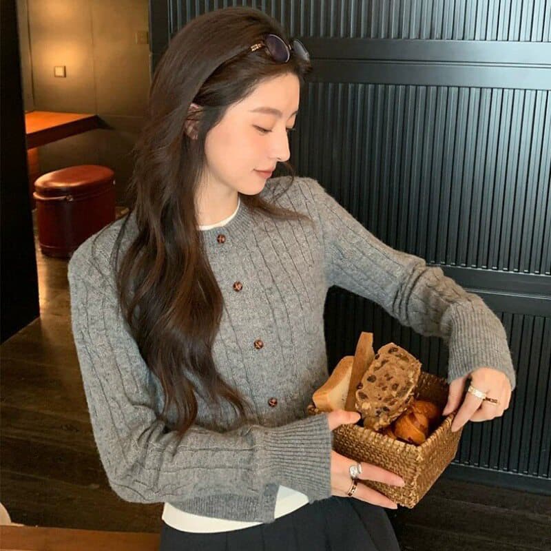 고급 센스 꽈배기 스웨터 여성 코트 니트 스웨터 2026 봄 가을 새로운 라운드 넥 외부 가져 가라. 오픈 가디건 가을 겨울 맨위 상세 이미지 8