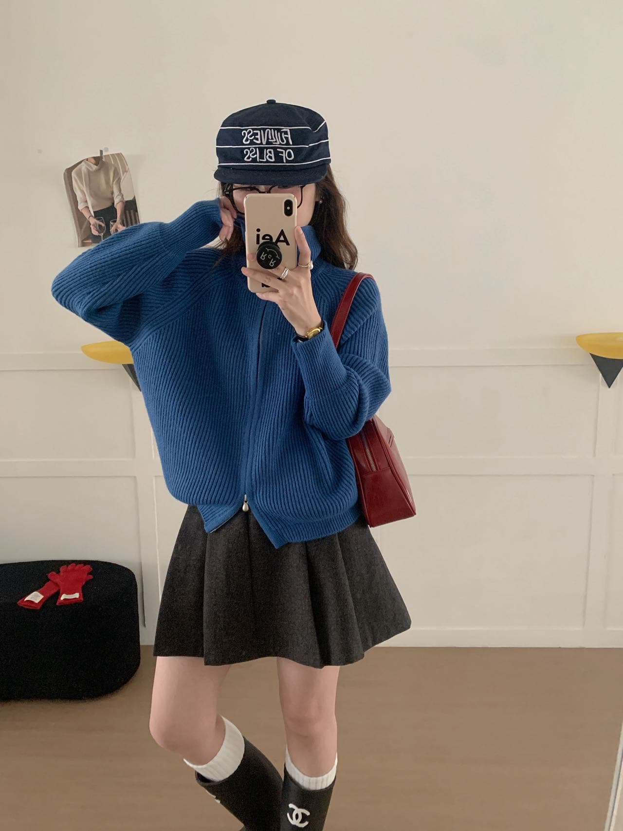 한 부서 가을 겨울 새로운 느긋한 고급 센스 레트로 스웨터 여자 지퍼 오픈 가디건 수 있습니다. 외출용 인사이드 가져 가라. 니트 스웨터 재킷 상세 이미지 5