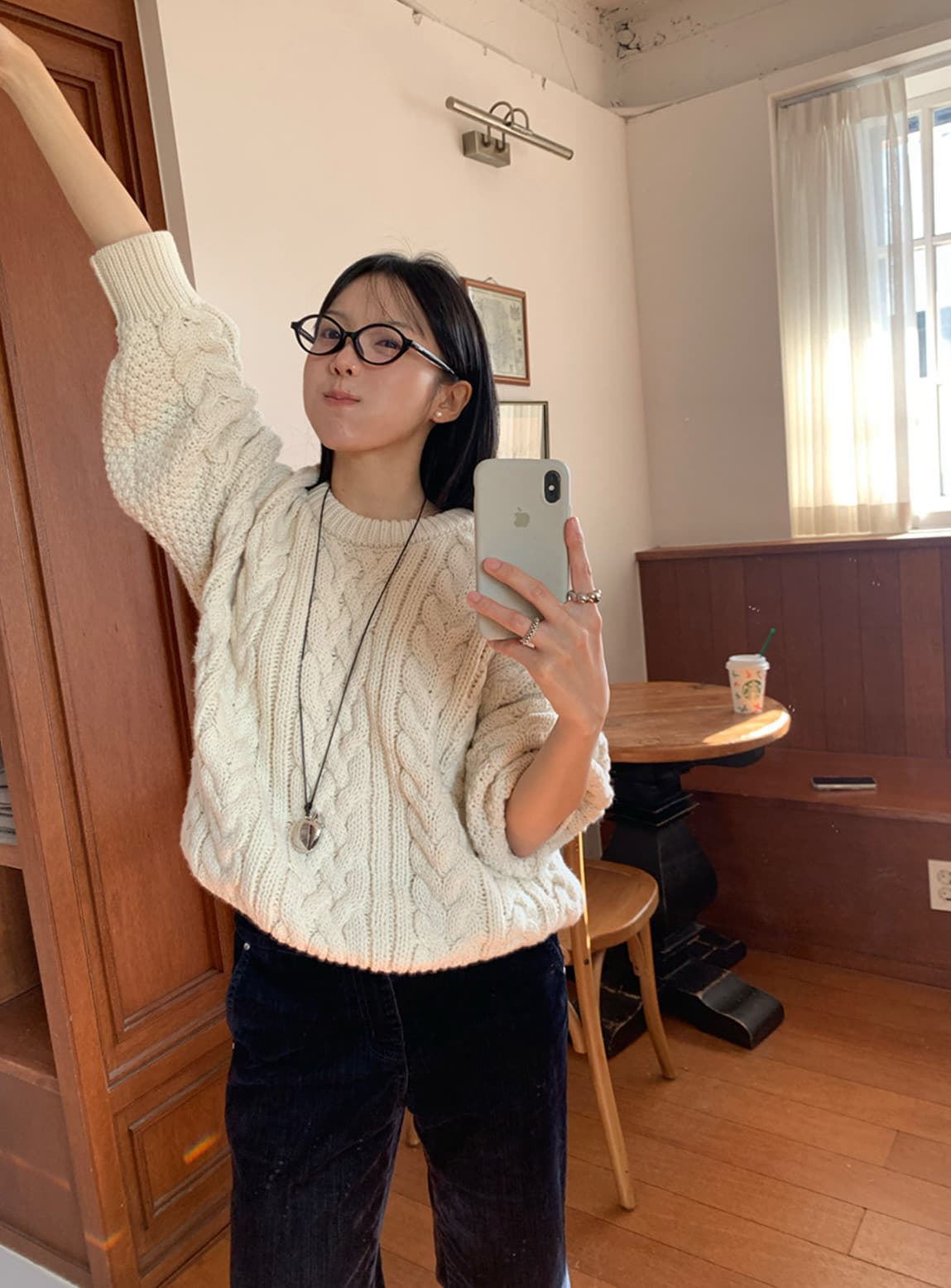 한 부서 레트로 클래식 Shag 선 꽈배기 드리다 스웨터 여자 가을 겨울 루즈핏 느긋한 라운드 넥 풀오버 긴팔 니트 스웨터 상세 이미지 6