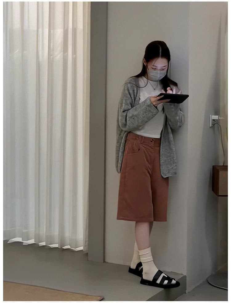 한 부서 부드러운 찹쌀 품격 느긋한 바람 회색 니트 스웨터 오픈 가디건 스웨터 여자 조기 봄 루즈핏 다용도 재킷 맨위 상세 이미지 2