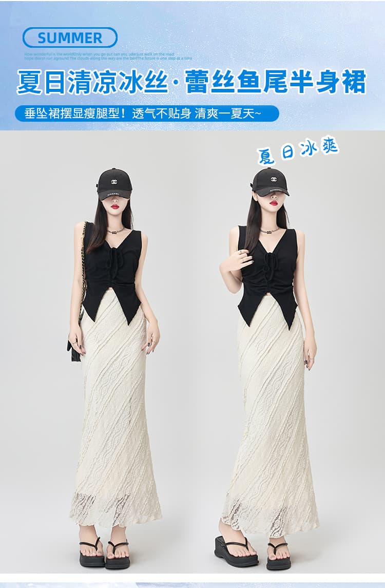 실사 2026 레이스 질감 센스 레트로 자카드 사선 무늬 디자인 고급 센스 반 스커트 여성 허리 수축 슬림해 보이는 반신 스커트 상세 이미지 1