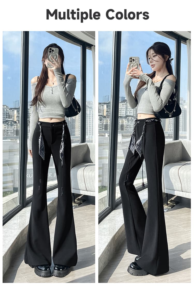 코디 스카프 검정색 부츠컷 정장 바지 여성 2026 가을 겨울 새로운 몸매 가꾸기 디자인 센스 긴 바지 다용도 캐주얼 상세 이미지 24