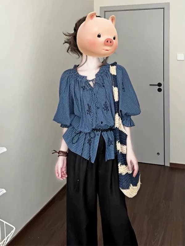 직접 가져 가라. 26 봄 여름 작은 대중 디자이너 루즈핏 목이버섯 꽃 드리다 자수 섹션 여성 셔츠