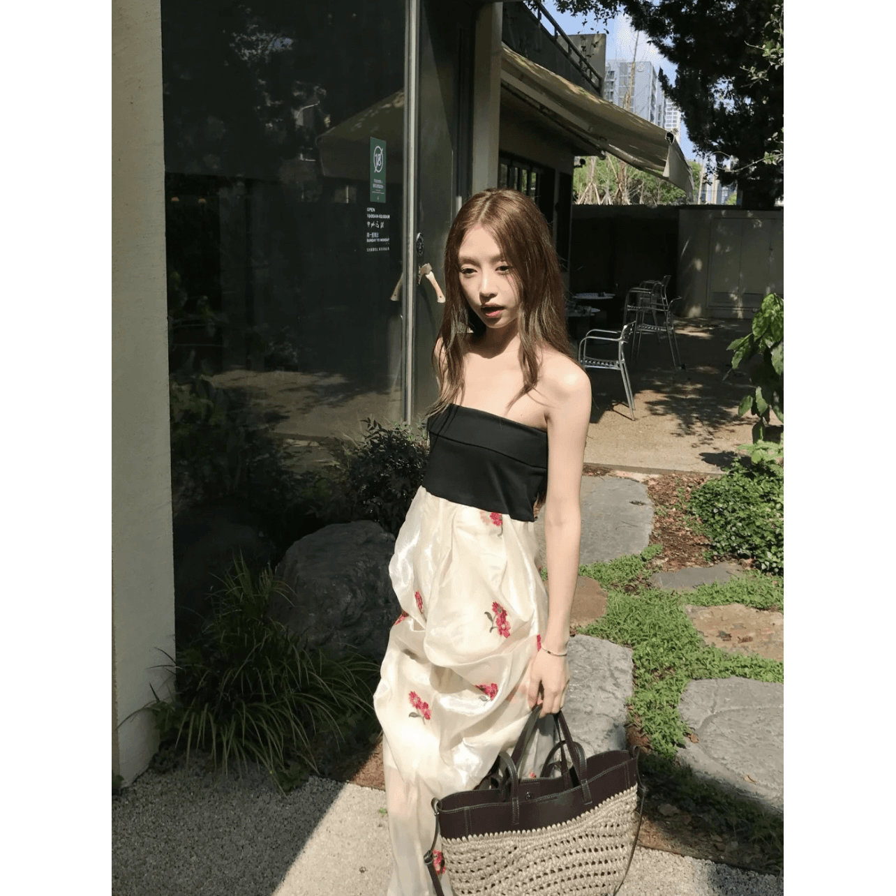 꽃 자수 튜브탑 여성 드레스 패치워크 몸매 가꾸기 슬림해 보이는 포장 가슴 치마 이미지 5