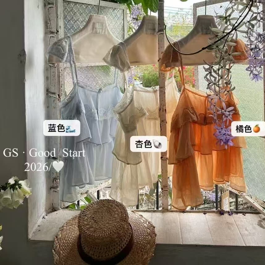 2026 여름 새로운 몸매 가꾸기 슬림해 보이는 민소매 맨위 디자인 센스 레이스 레이스 패치워크 캐미솔 이미지 5