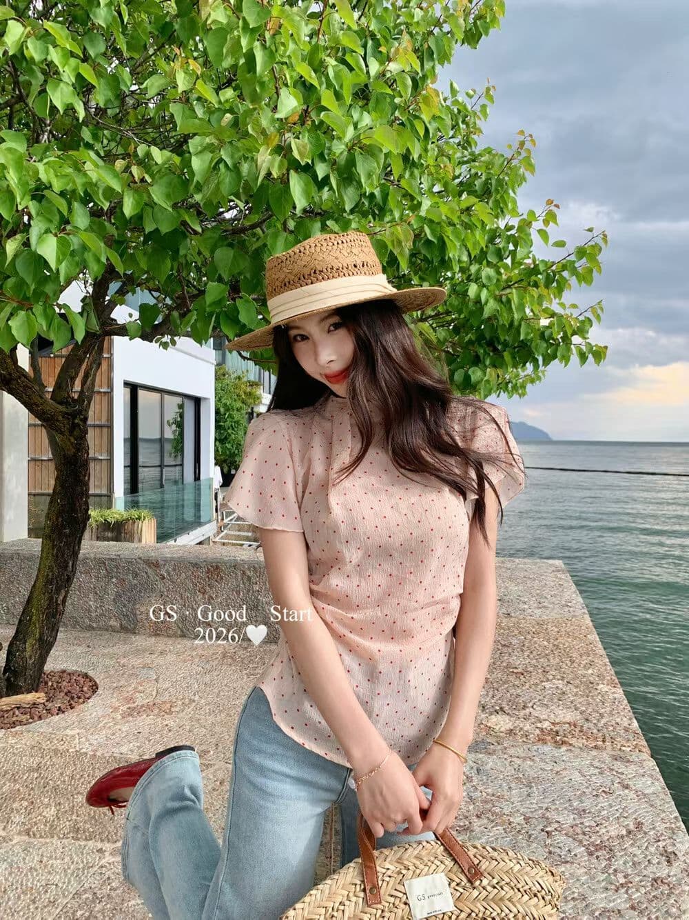 여름 한국 스타일 라운드 넥 Feifei 소매 품격 루즈핏 연령 감소 부드러운 달콤함 도트 무늬 망사 작은 셔츠 맨위 여성 상세 이미지 12