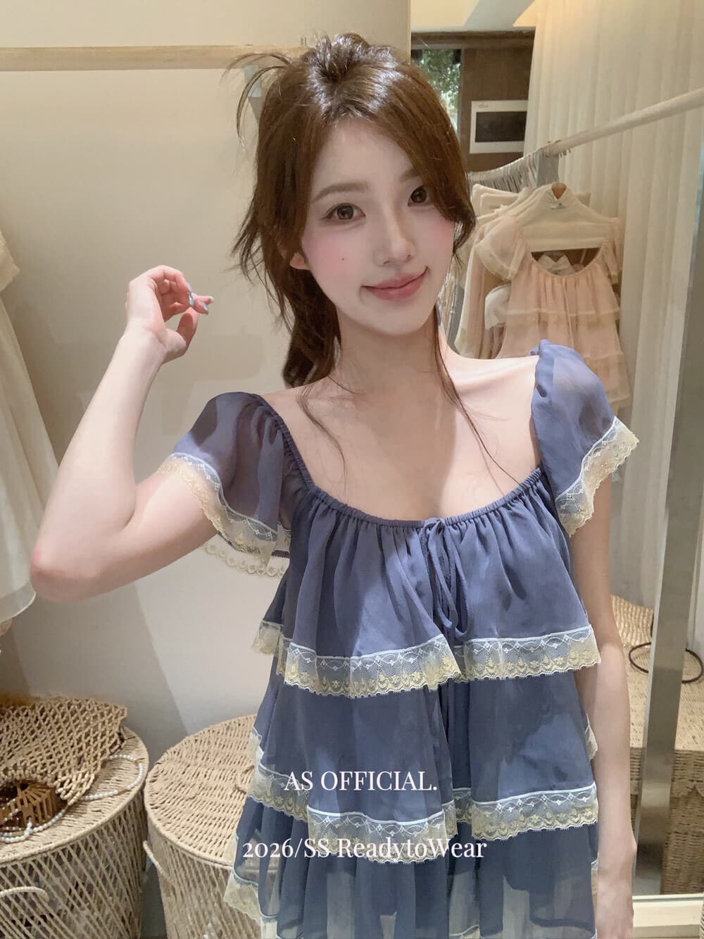 프랑스식 부드러운 달콤함 레이스 프릴 작은 셔츠 여성 여름 루즈핏 슬림해 보이는 고유 한 아름다운 슈퍼 잘 생긴 셔츠 맨위 상세 이미지 6
