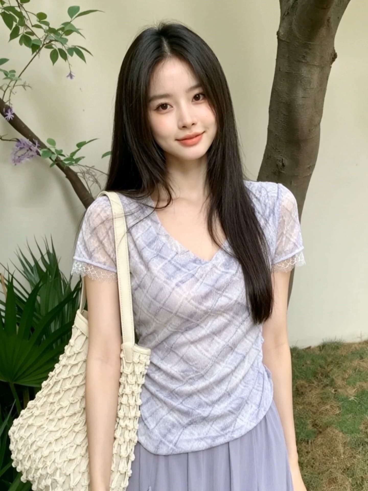 2026 년 여름 새로운 루즈핏 맨위 디자인 센스 작은 대중 고급 센스 레이스 자수 반팔 티셔츠 여성 상세 이미지 2