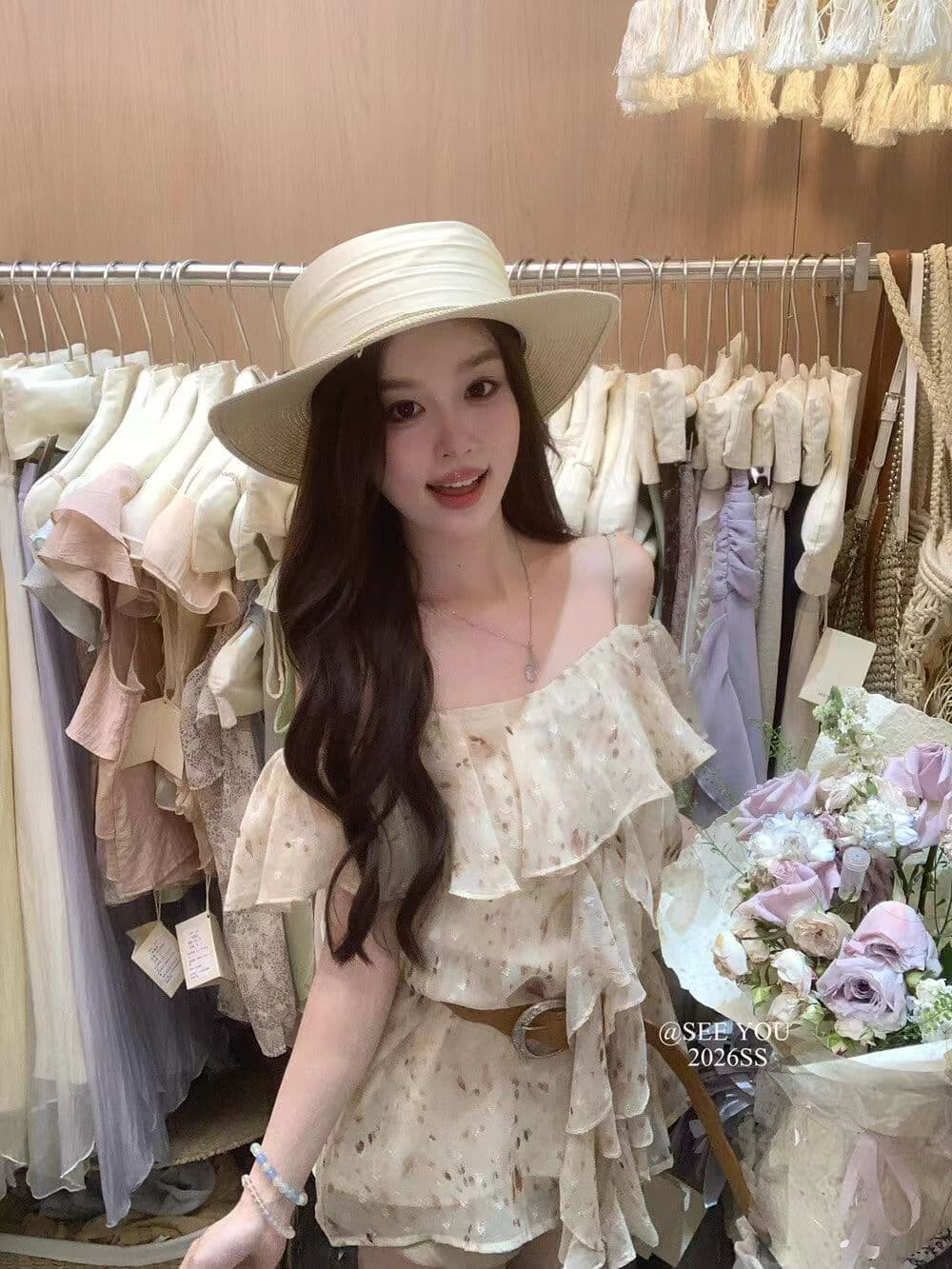 프랑스식 섹시함 슬립 레트로 스타일 레오파드 무늬 프린트 프릴 불규칙 슬립 맨위 여성 상세 이미지 16