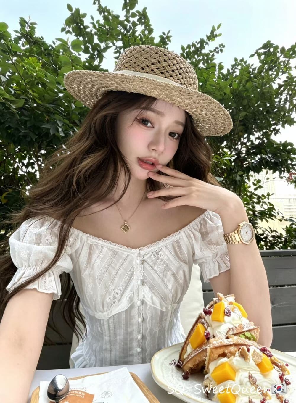 2026 여름 부드러운 레이스 거품 소매 몸매 가꾸기 슬림해 보이는 반팔 셔츠 달콤함 맨위 트렌디 셔츠 여성 상세 이미지 5