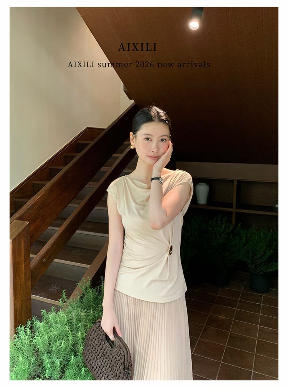 여름 뒤로 레이스 조각 흔들다 칼라 오프숄더 티셔츠 여성 세련된 금속 버클 슬림해 보이는 출퇴근 허리 수축 맨위 여성 상세 이미지 14