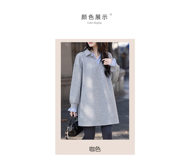제한 가격 12+ 작은 동영상 캐주얼 드레스 가을 새로운 디자인 센스 페이크 레이어드 다용도 슬림해 보이는 치마 상세 이미지 3