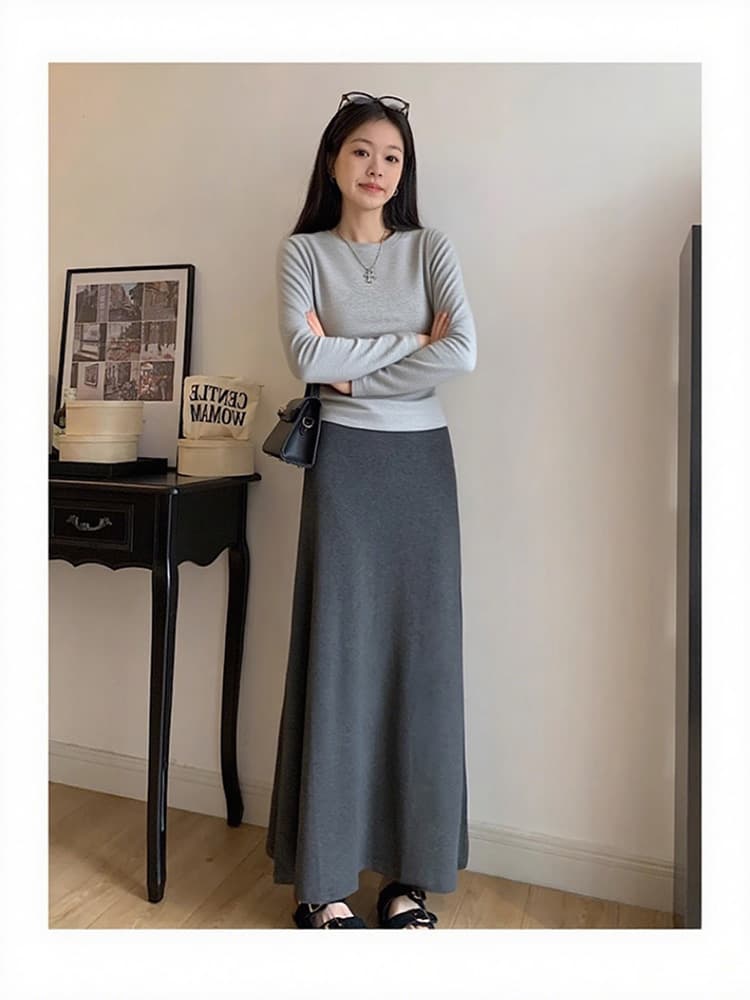 임산부 없음 복부 지지 반신 스커트 2026 새로운 가을 겨울 캐주얼 슬림해 보이는 중간 길이 타이트 스커트 인어 꼬리 스커트 여성 상세 이미지 9