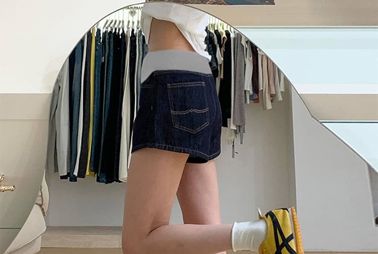 임산부 진한 파란색 넓은 다리 데님 반바지 여성 여름 루즈핏 디스플레이 하이웨이스트 한 마디 핫 바지 3 점 바지 수 있습니다. 조정 상세 이미지 27