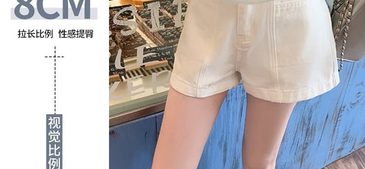 임산부 화이트 캐주얼 스트레이트 넓은 다리 데님 반바지 여성 여름 루즈핏 디스플레이 하이웨이스트 한 마디 핫 바지 3 점 바지 상세 이미지 8
