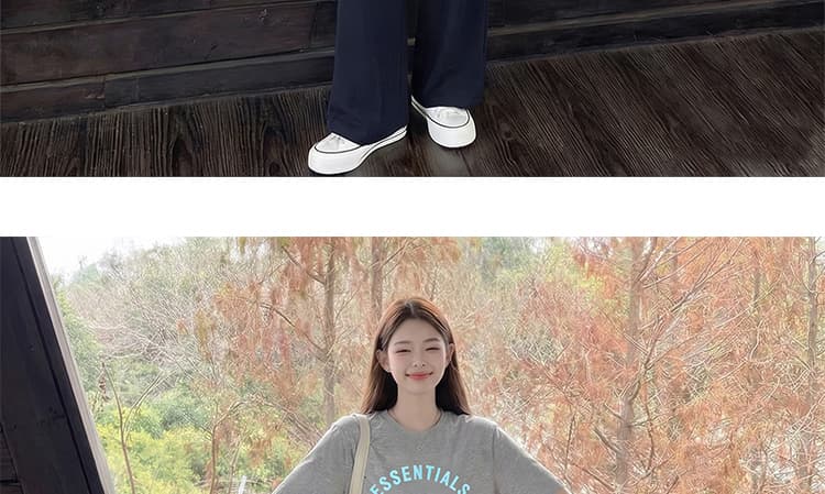 세트 회색 느긋한 바람 느슨함 패션 품격 디자인 프린트 티셔츠 맨위 수 있습니다. 조정 면 린넨 와이드 레그 팬츠 상세 이미지 18