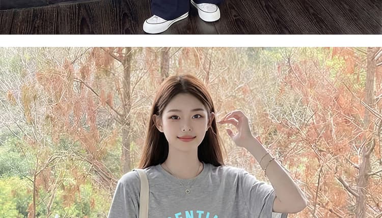 세트 회색 느긋한 바람 느슨함 패션 품격 디자인 프린트 티셔츠 맨위 수 있습니다. 조정 면 린넨 와이드 레그 팬츠 상세 이미지 20